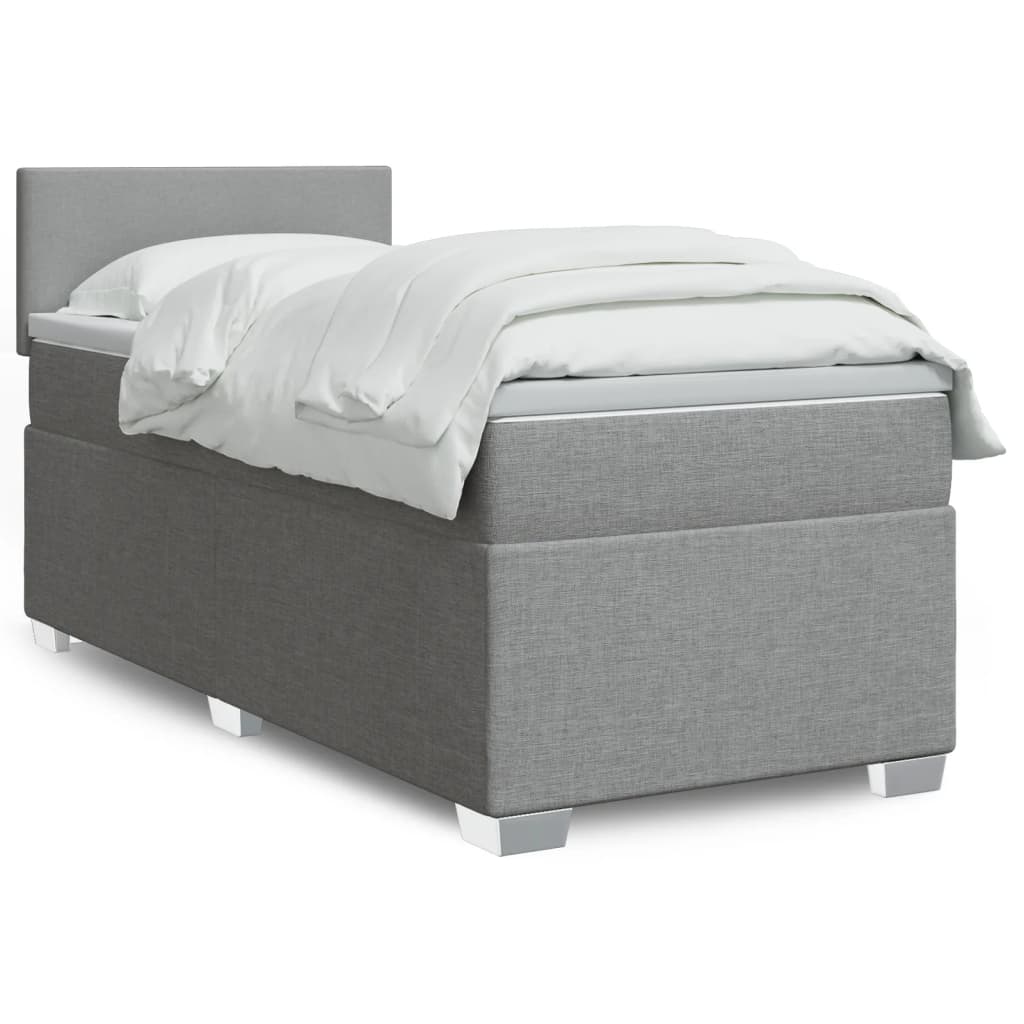 Boxspring met matras stof lichtgrijs 90x190 cm is nu te koop bij PeponiXL, paradijselijk wonen!