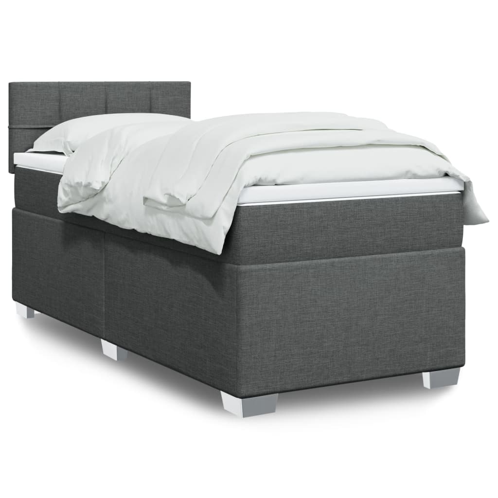 Boxspring met matras stof donkergrijs 90x190 cm is nu te koop bij PeponiXL, paradijselijk wonen!