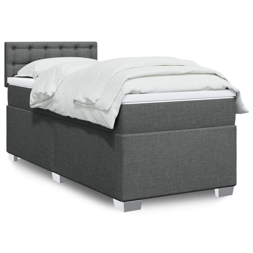 Boxspring met matras stof donkergrijs 100x200 cm is nu te koop bij PeponiXL, paradijselijk wonen!