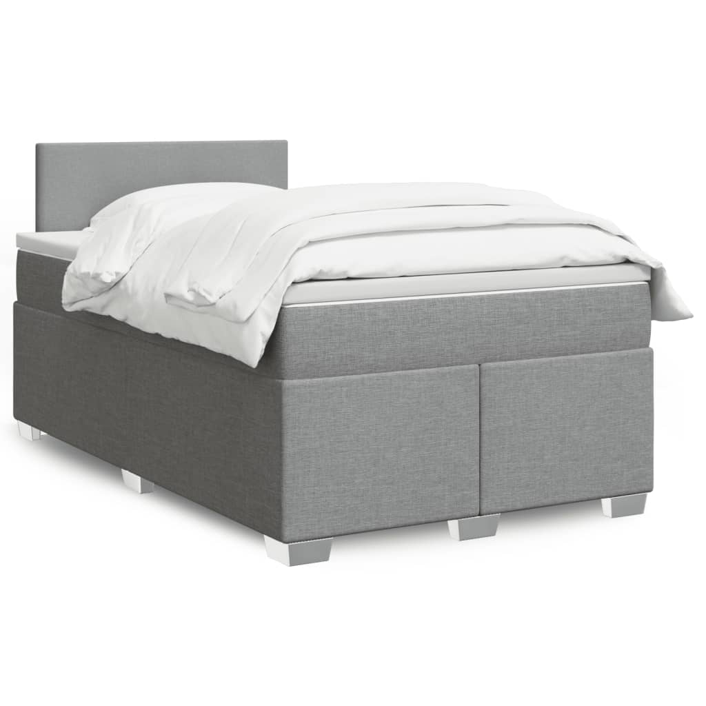 Boxspring met matras stof lichtgrijs 120x200 cm is nu te koop bij PeponiXL, paradijselijk wonen!