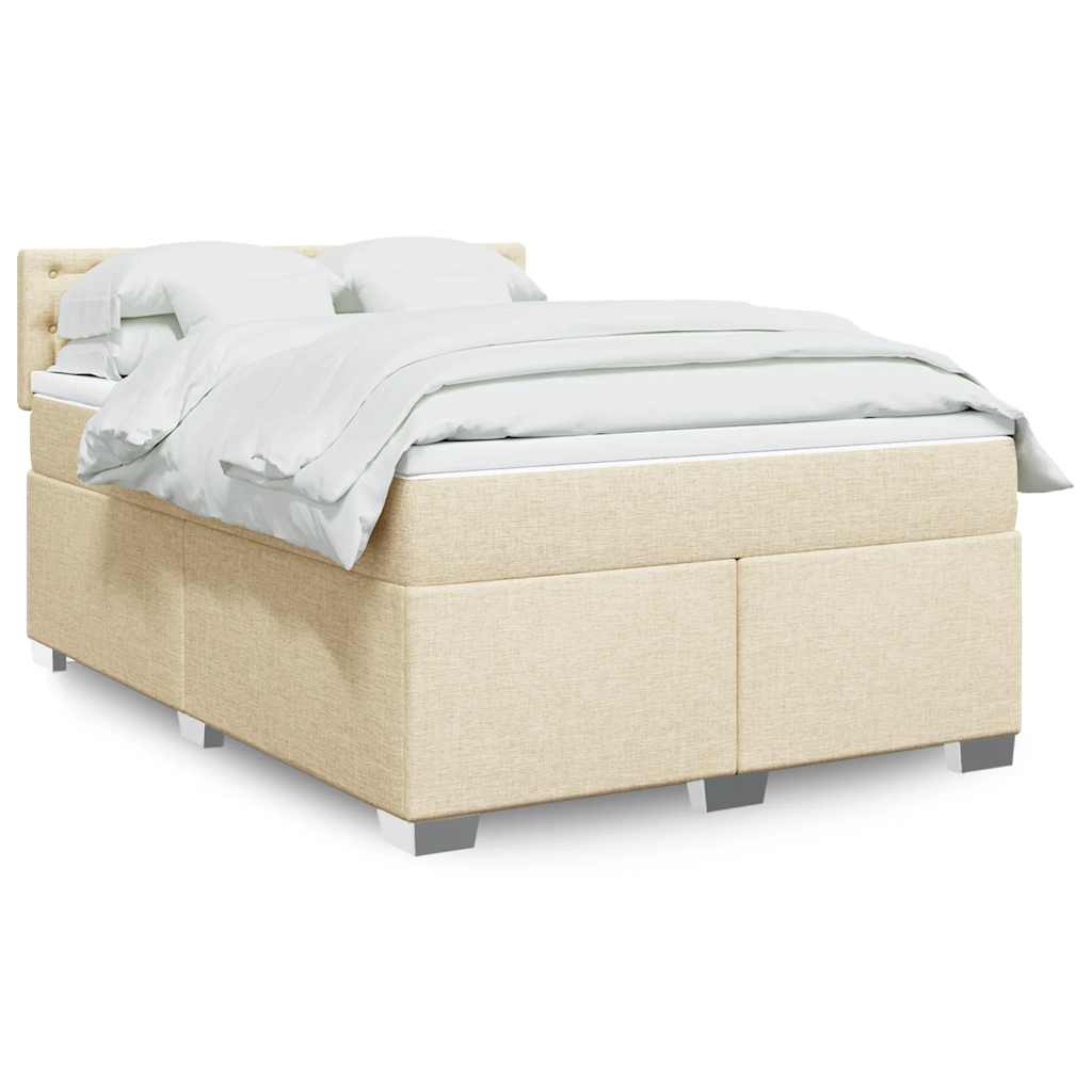 Boxspring met matras stof crèmekleurig 140x190 cm is nu te koop bij PeponiXL, paradijselijk wonen!