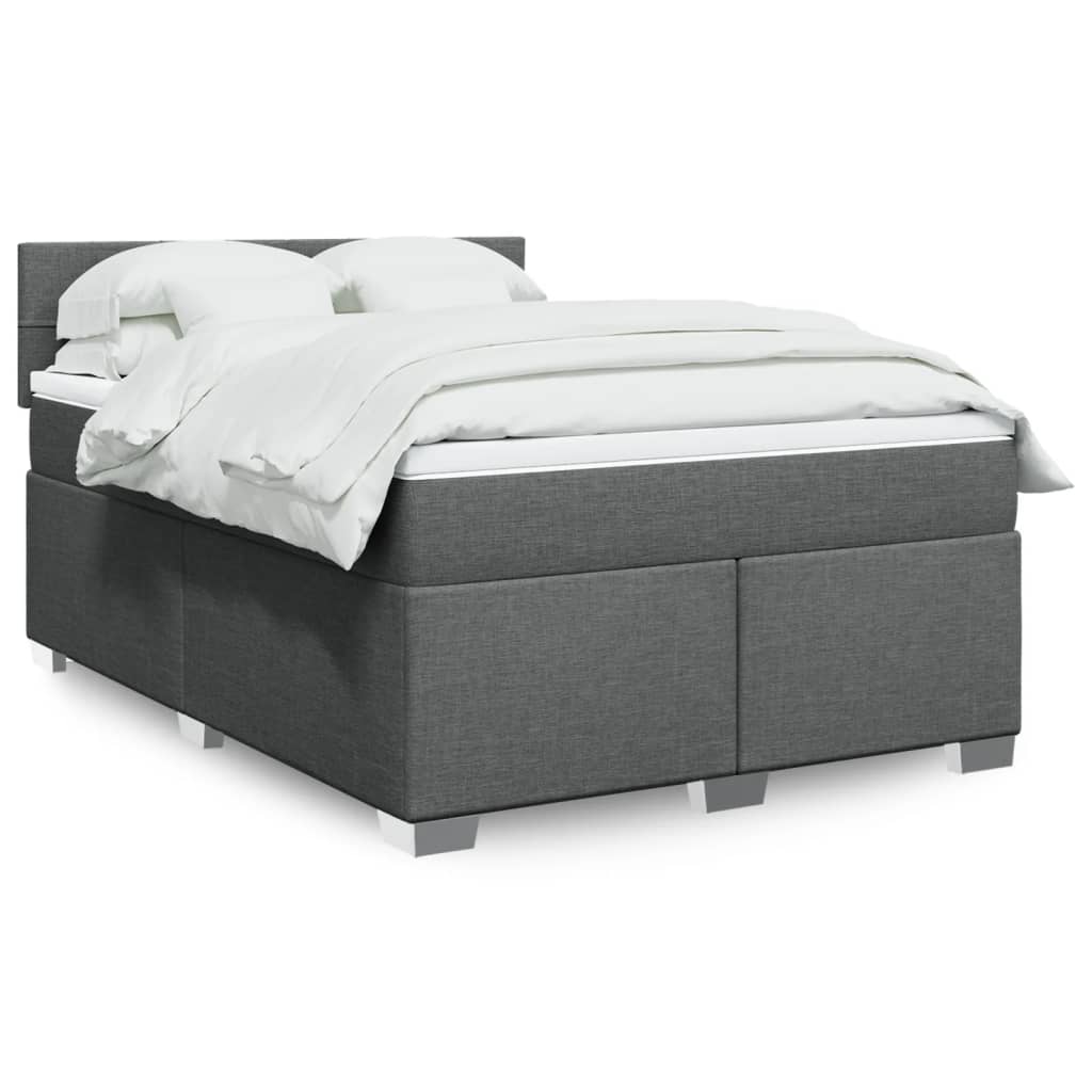 Boxspring met matras stof donkergrijs 140x200 cm is nu te koop bij PeponiXL, paradijselijk wonen!