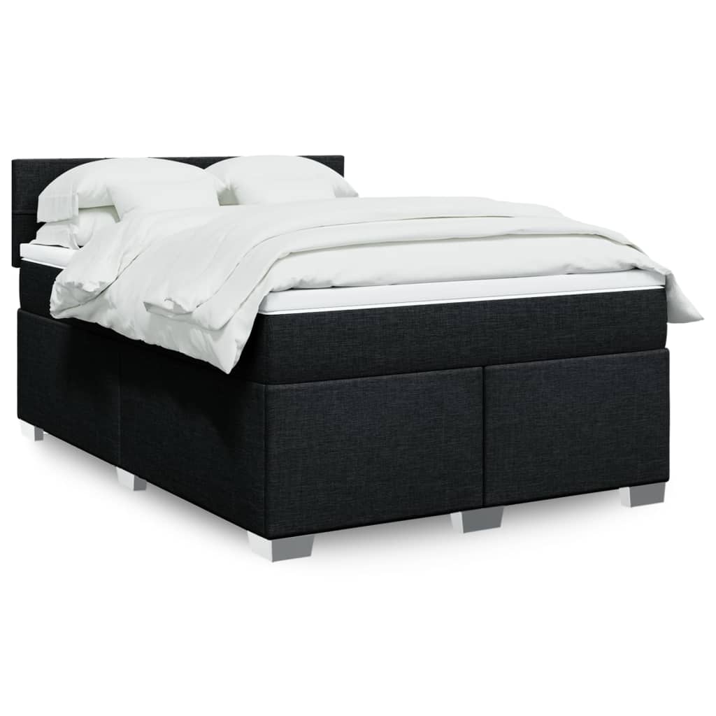 Boxspring met matras stof zwart 140x200 cm is nu te koop bij PeponiXL, paradijselijk wonen!