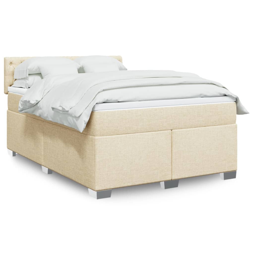 Boxspring met matras stof crèmekleurig 140x200 cm is nu te koop bij PeponiXL, paradijselijk wonen!