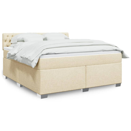 Boxspring met matras stof crèmekleurig 180x200 cm is nu te koop bij PeponiXL, paradijselijk wonen!