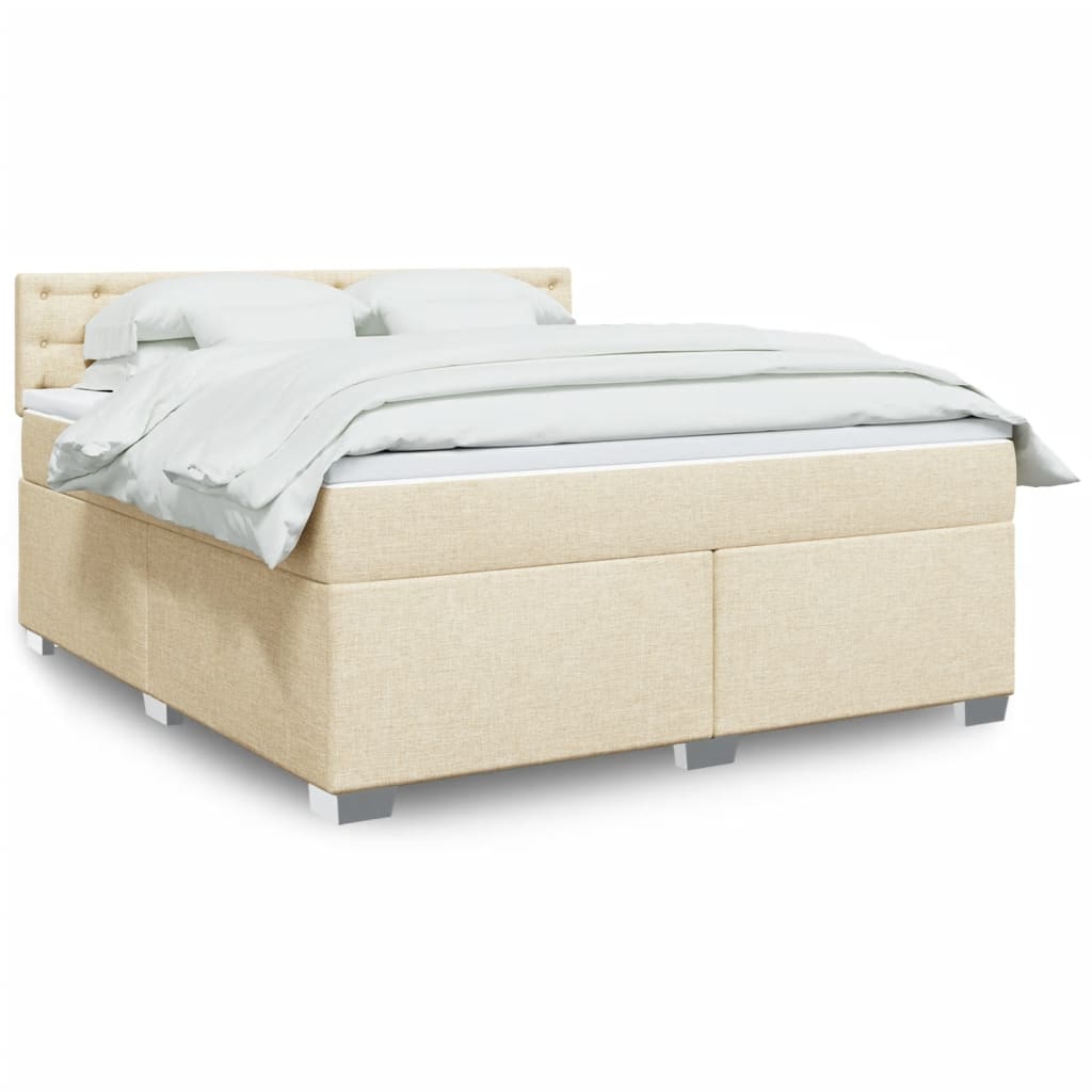 Boxspring met matras stof crèmekleurig 180x200 cm is nu te koop bij PeponiXL, paradijselijk wonen!
