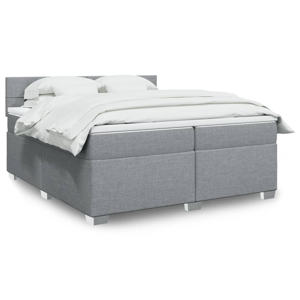Boxspring met matras stof lichtgrijs 200x200 cm is nu te koop bij PeponiXL, paradijselijk wonen!