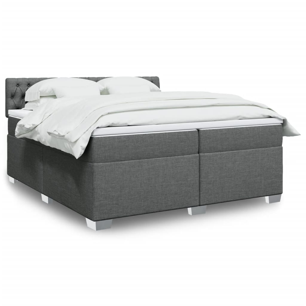 Boxspring met matras stof donkergrijs 200x200 cm is nu te koop bij PeponiXL, paradijselijk wonen!