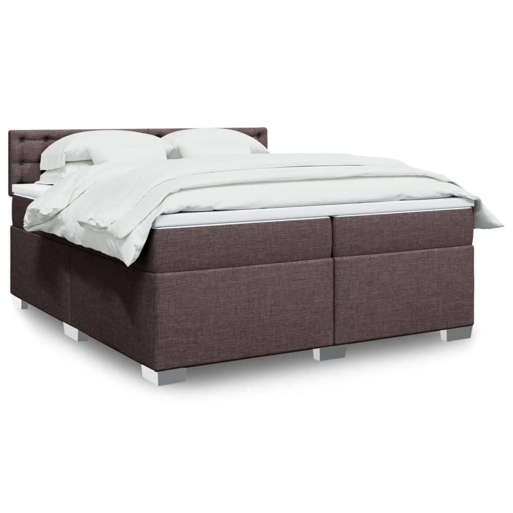 Boxspring met matras stof donkerbruin 200x200 cm is nu te koop bij PeponiXL, paradijselijk wonen!