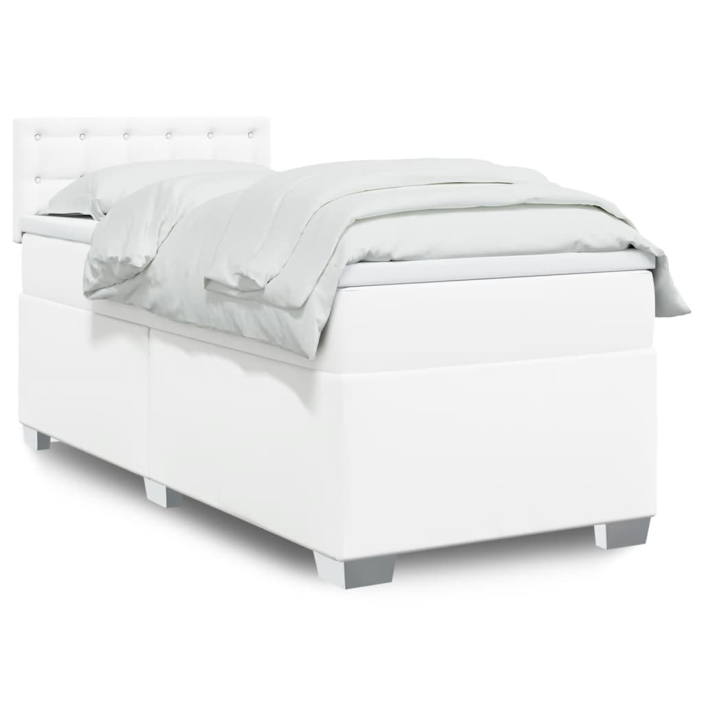 Boxspring met matras kunstleer wit 90x190 cm is nu te koop bij PeponiXL, paradijselijk wonen!