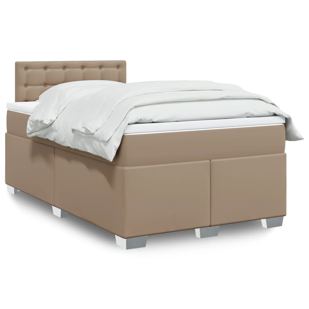 Boxspring met matras kunstleer cappuccinokleurig 120x200 cm is nu te koop bij PeponiXL, paradijselijk wonen!