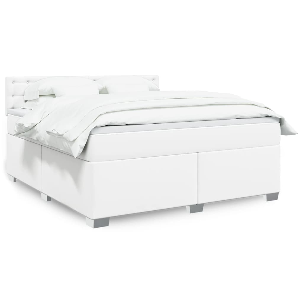 Boxspring met matras kunstleer wit 180x200 cm is nu te koop bij PeponiXL, paradijselijk wonen!