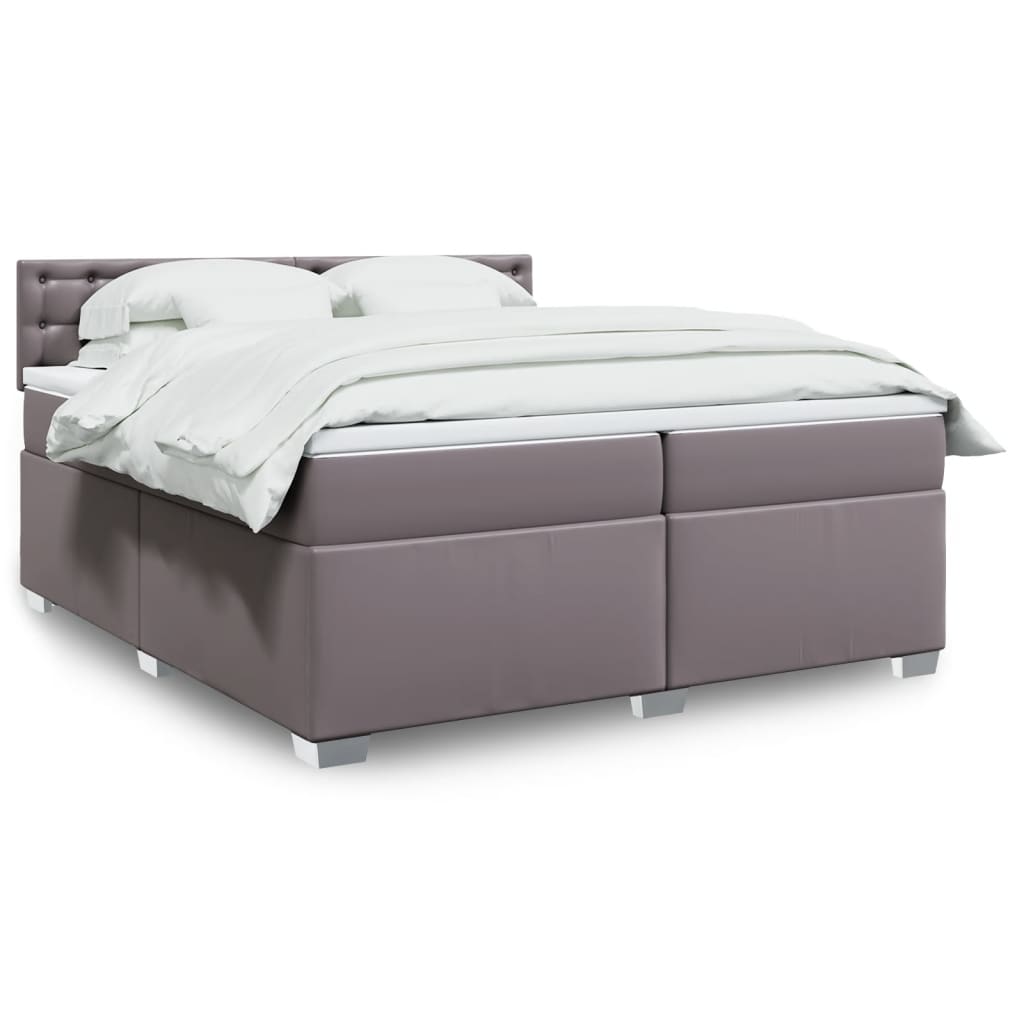 Boxspring met matras kunstleer grijs 200x200 cm is nu te koop bij PeponiXL, paradijselijk wonen!