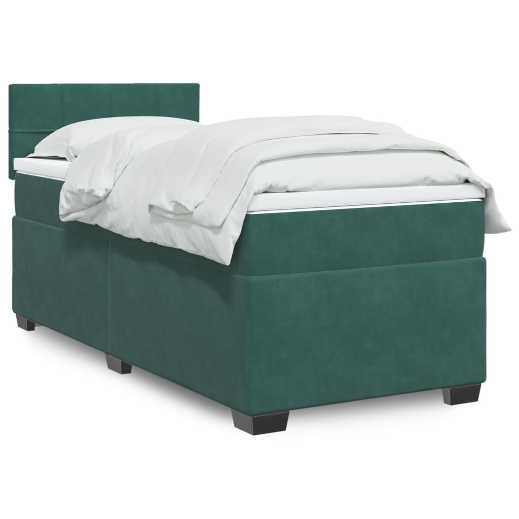 Boxspring met matras fluweel donkergroen 80x200 cm is nu te koop bij PeponiXL, paradijselijk wonen!