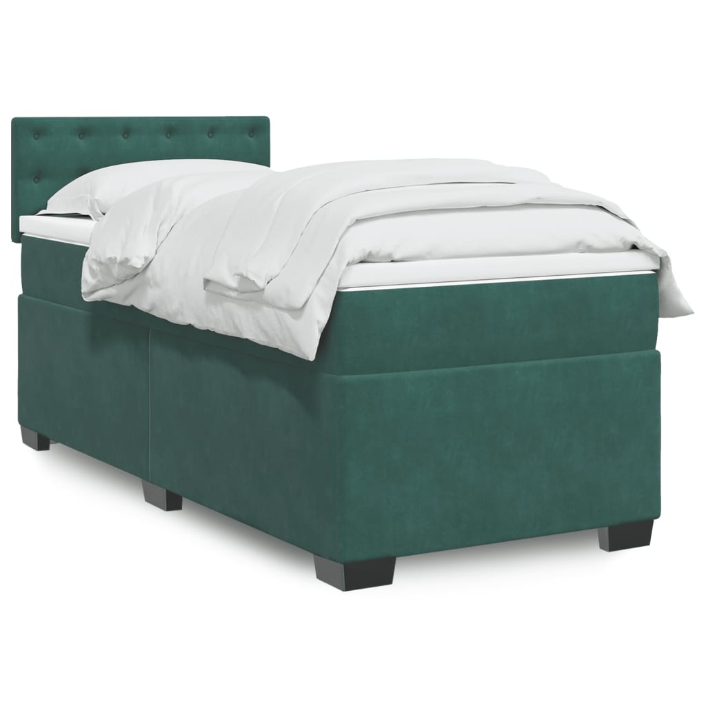 Boxspring met matras fluweel donkergroen 80x200 cm is nu te koop bij PeponiXL, paradijselijk wonen!