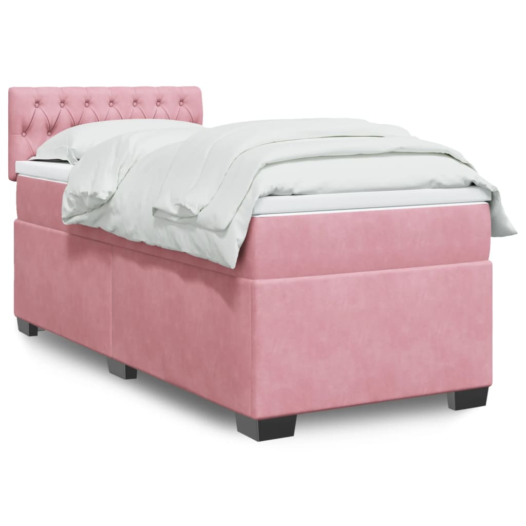 Boxspring met matras fluweel roze 90x190 cm is nu te koop bij PeponiXL, paradijselijk wonen!