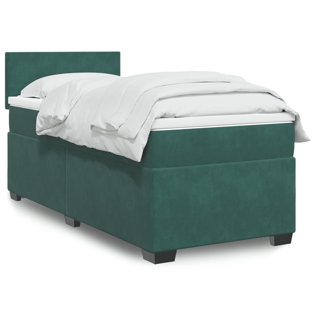 Boxspring met matras fluweel donkergroen 90x200 cm is nu te koop bij PeponiXL, paradijselijk wonen!