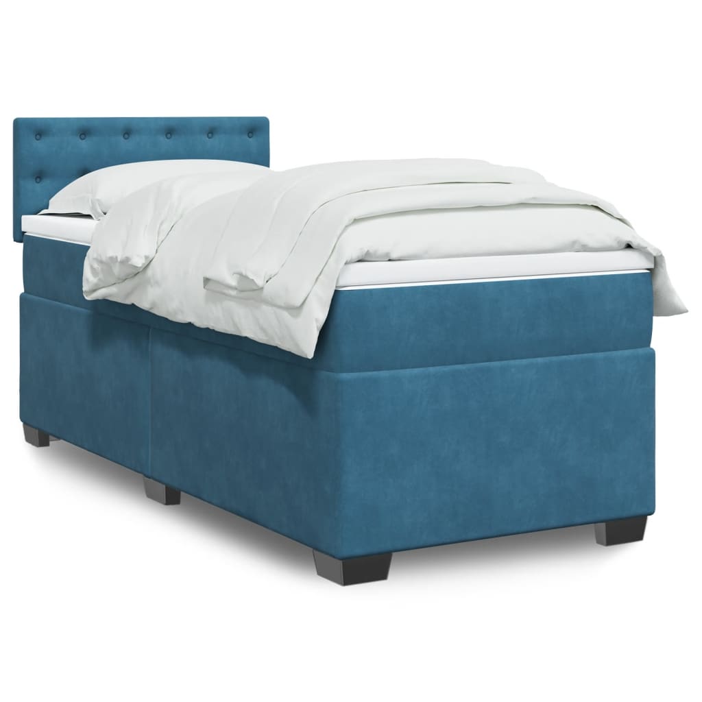 Boxspring met matras fluweel donkerblauw 90x200 cm is nu te koop bij PeponiXL, paradijselijk wonen!