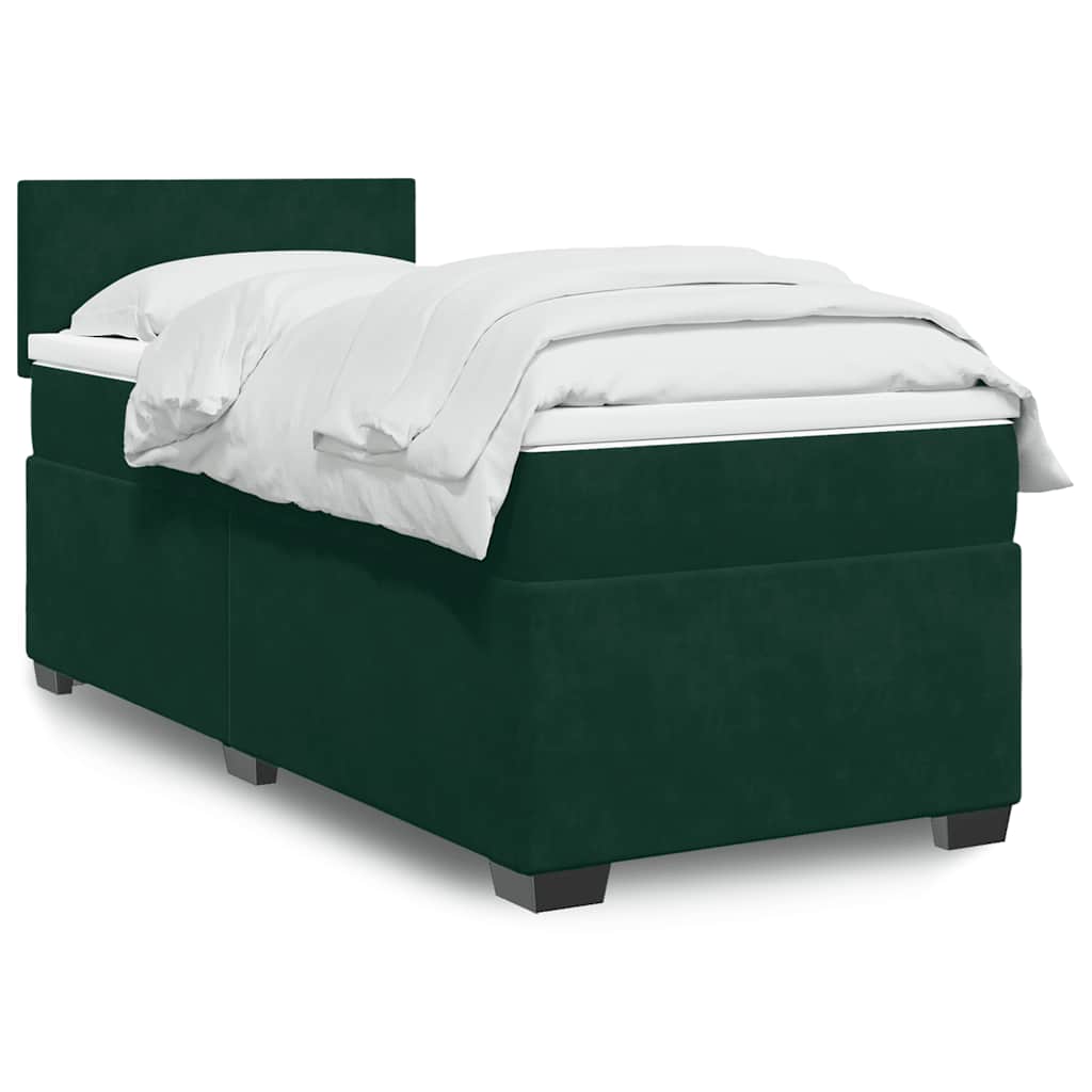 Boxspring met matras fluweel donkergroen 100x200 cm is nu te koop bij PeponiXL, paradijselijk wonen!