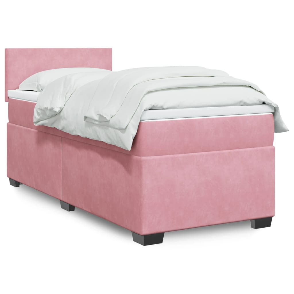 Boxspring met matras fluweel roze 100x200 cm is nu te koop bij PeponiXL, paradijselijk wonen!