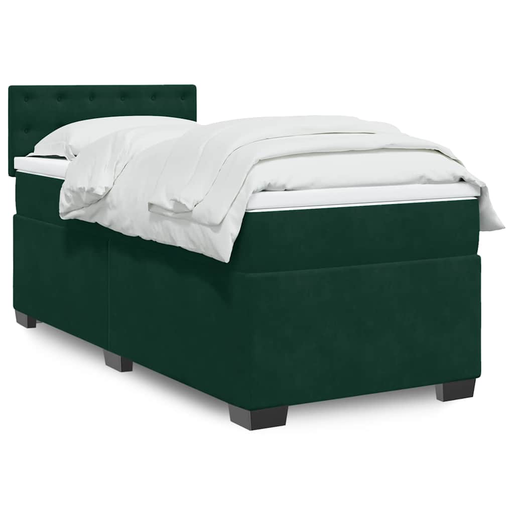 Boxspring met matras fluweel donkergroen 100x200 cm is nu te koop bij PeponiXL, paradijselijk wonen!