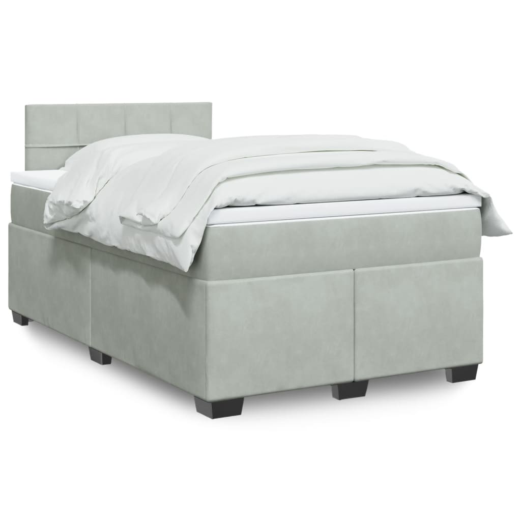 Boxspring met matras fluweel lichtgrijs 120x190 cm is nu te koop bij PeponiXL, paradijselijk wonen!