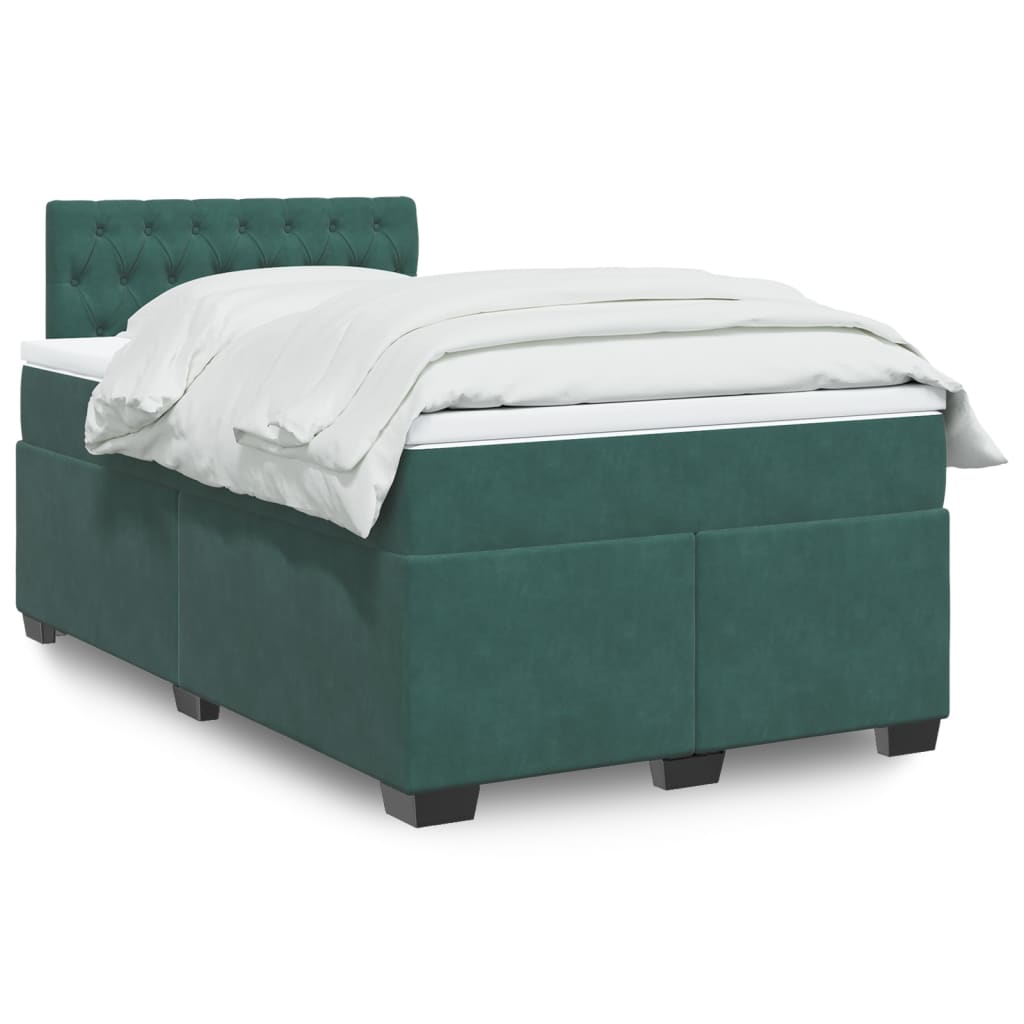 Boxspring met matras fluweel donkergroen 120x190 cm is nu te koop bij PeponiXL, paradijselijk wonen!