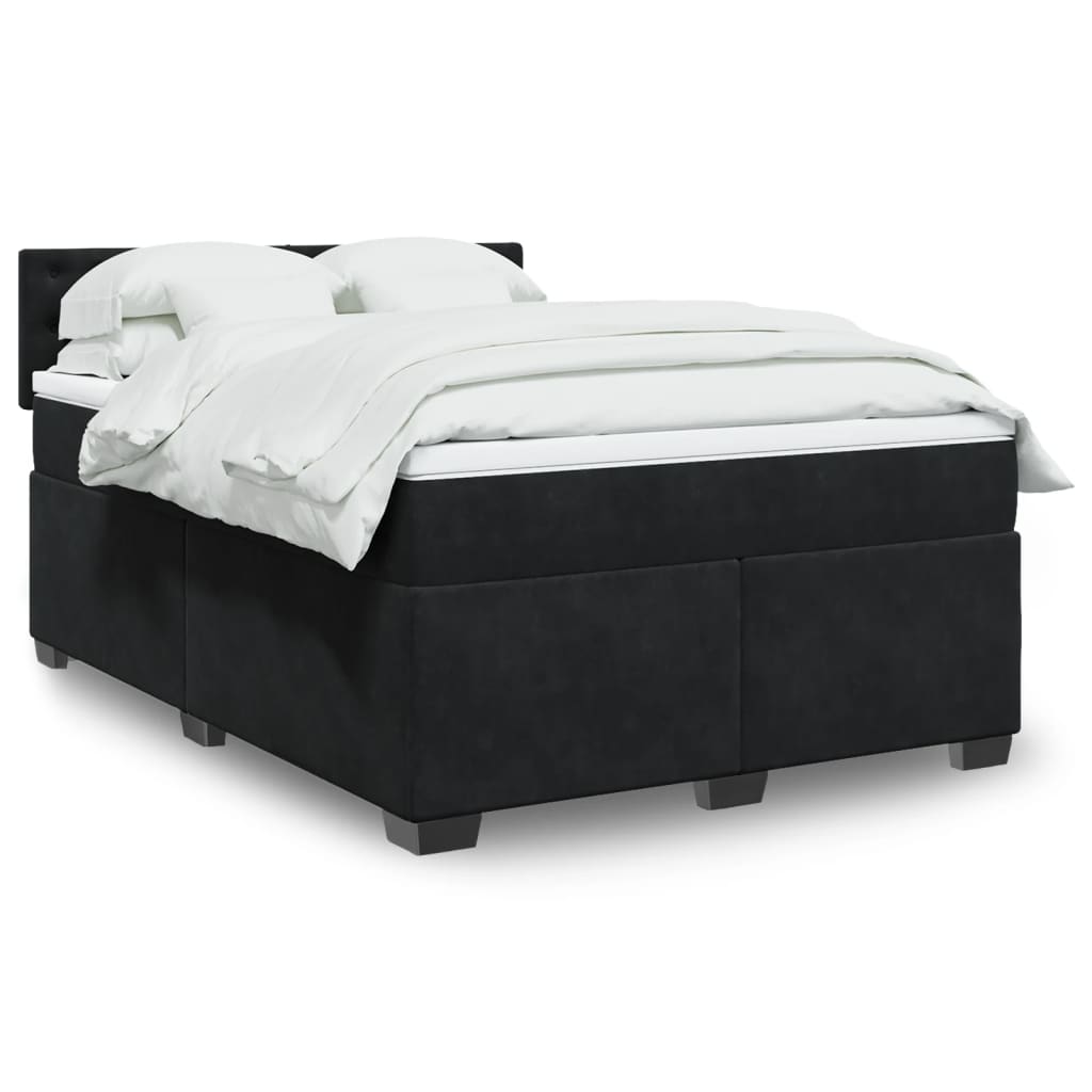 Boxspring met matras fluweel zwart 160x200 cm is nu te koop bij PeponiXL, paradijselijk wonen!