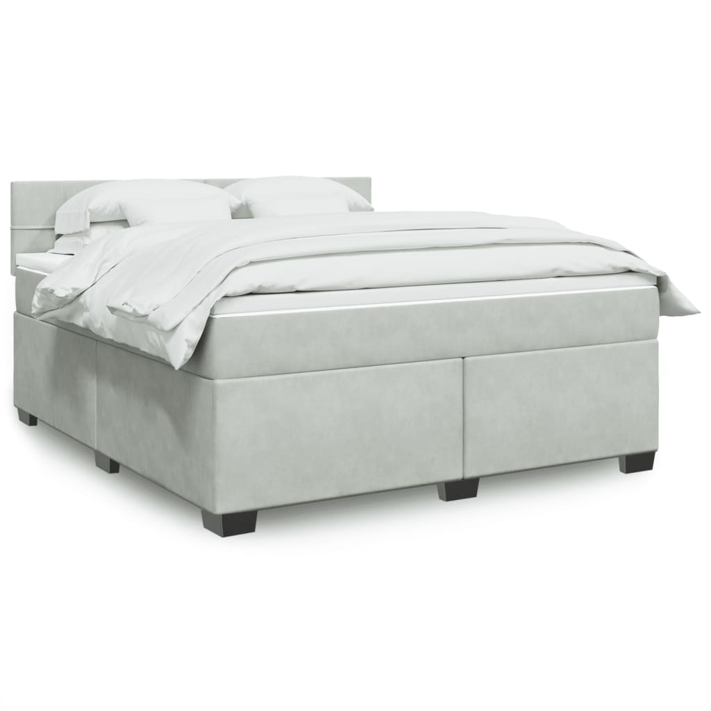Boxspring met matras fluweel lichtgrijs 180x200 cm is nu te koop bij PeponiXL, paradijselijk wonen!