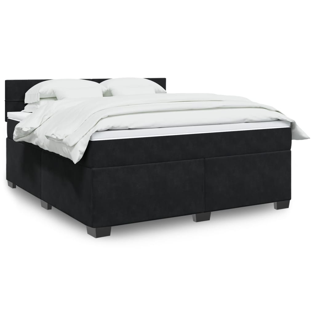 Boxspring met matras fluweel zwart 180x200 cm is nu te koop bij PeponiXL, paradijselijk wonen!