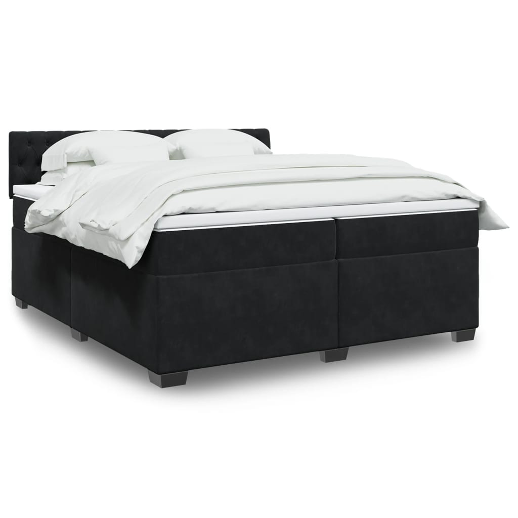 Boxspring met matras fluweel zwart 200x200 cm is nu te koop bij PeponiXL, paradijselijk wonen!