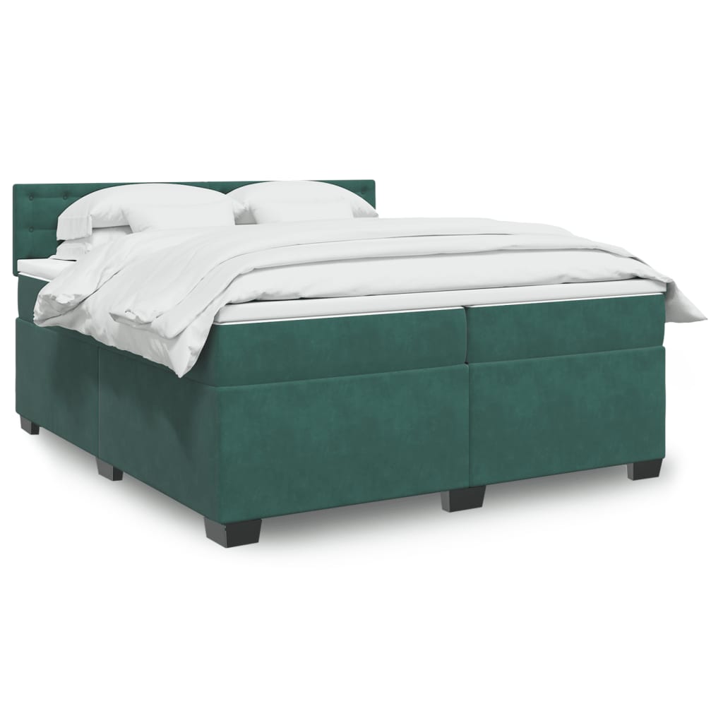 Boxspring met matras fluweel donkergroen 200x200 cm is nu te koop bij PeponiXL, paradijselijk wonen!