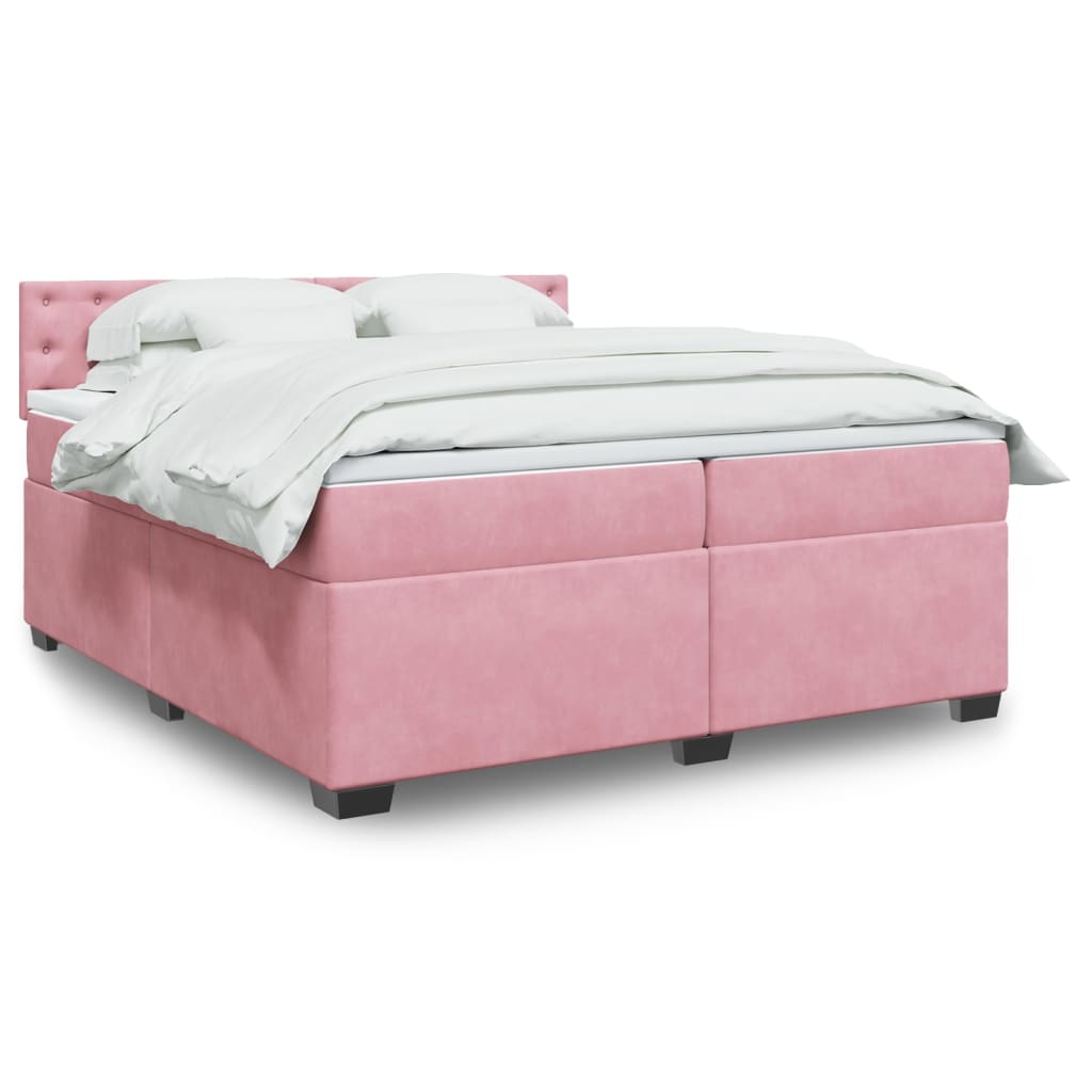 Boxspring met matras fluweel roze 200x200 cm is nu te koop bij PeponiXL, paradijselijk wonen!