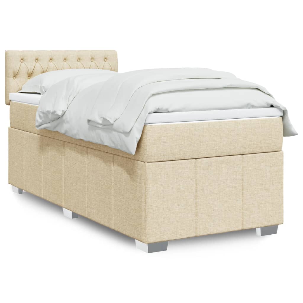 Boxspring met matras stof crèmekleurig 90x190 cm is nu te koop bij PeponiXL, paradijselijk wonen!