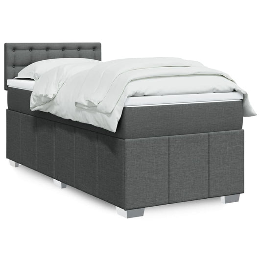 Boxspring met matras stof donkergrijs 90x190 cm is nu te koop bij PeponiXL, paradijselijk wonen!