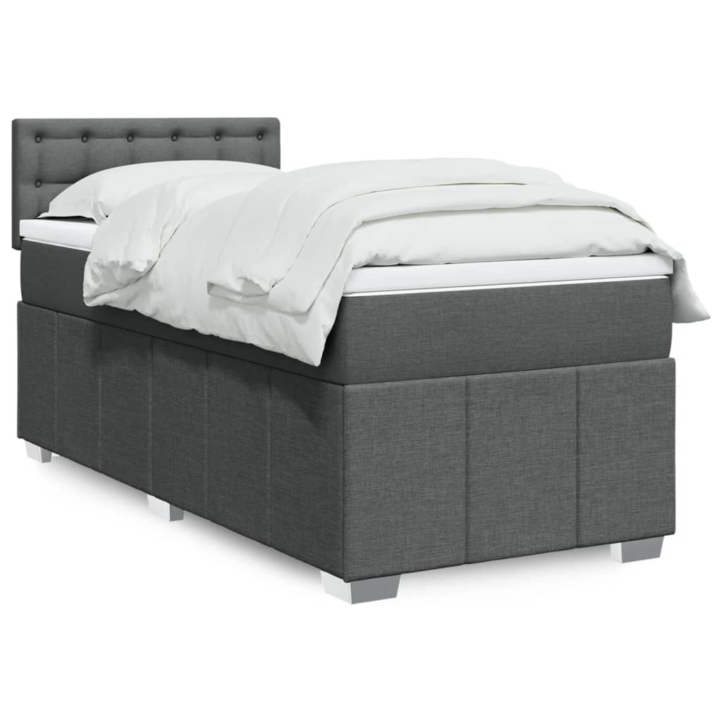 Boxspring met matras stof donkergrijs 90x200 cm is nu te koop bij PeponiXL, paradijselijk wonen!