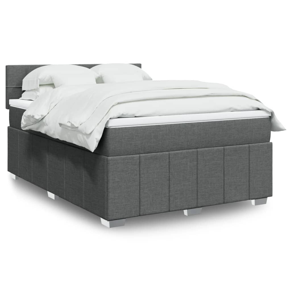 Boxspring met matras stof donkergrijs 140x200 cm is nu te koop bij PeponiXL, paradijselijk wonen!