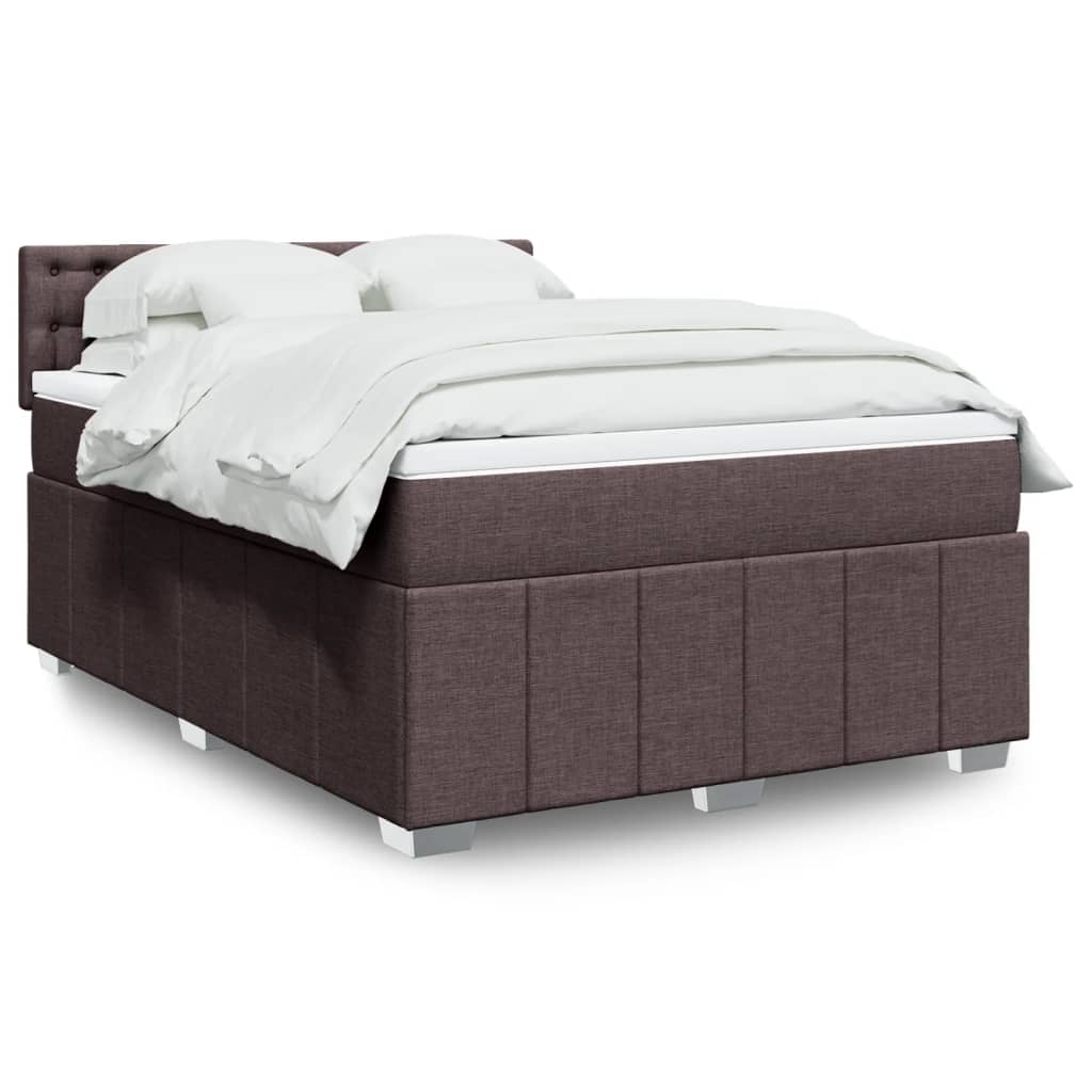 Boxspring met matras stof donkerbruin 140x200 cm is nu te koop bij PeponiXL, paradijselijk wonen!