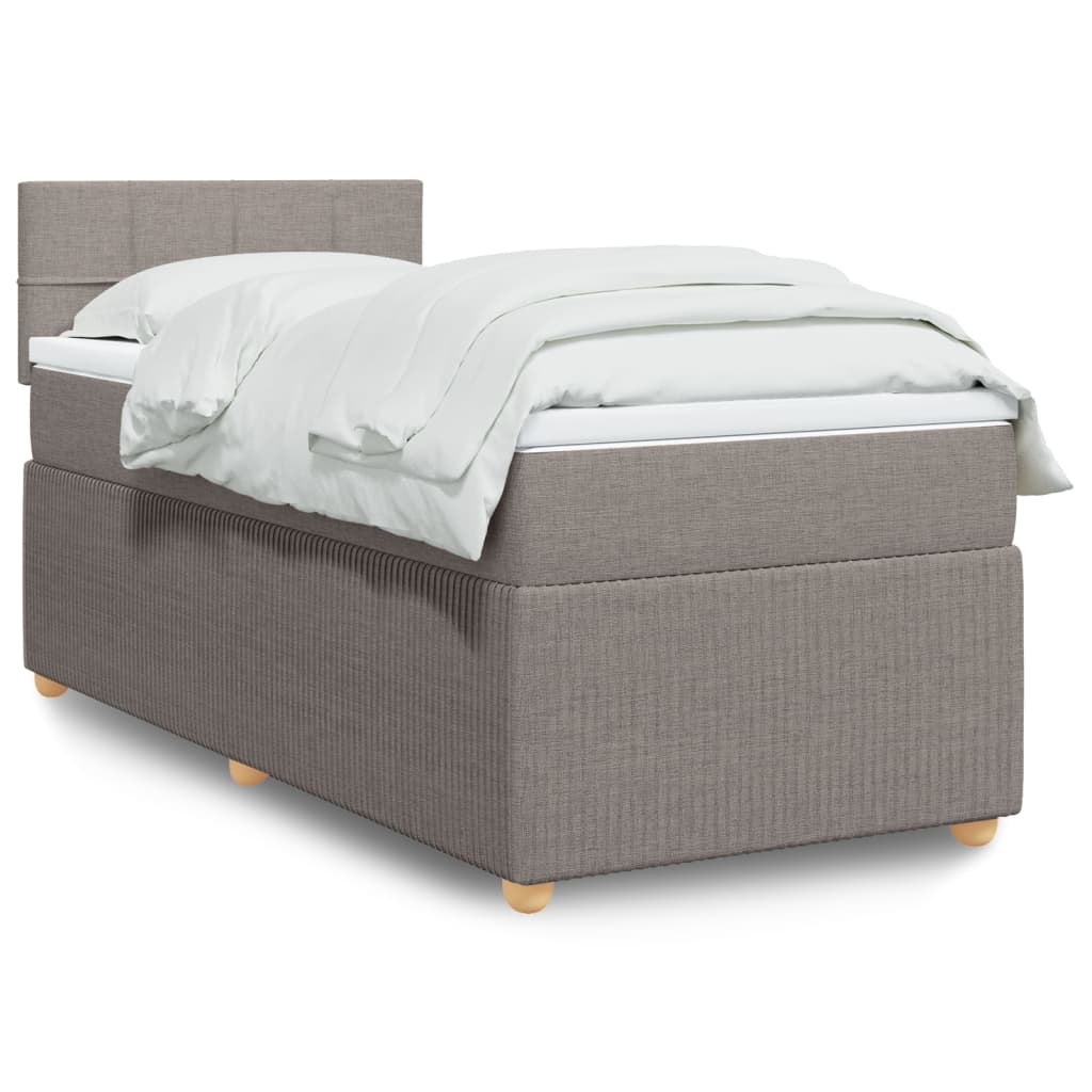 Boxspring met matras stof taupe 90x190 cm is nu te koop bij PeponiXL, paradijselijk wonen!