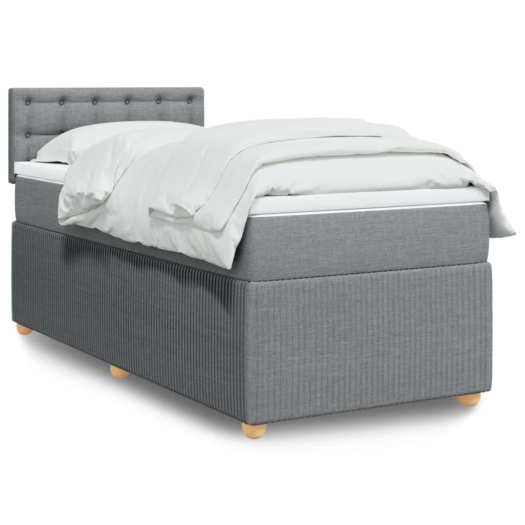 Boxspring met matras stof lichtgrijs 100x200 cm is nu te koop bij PeponiXL, paradijselijk wonen!