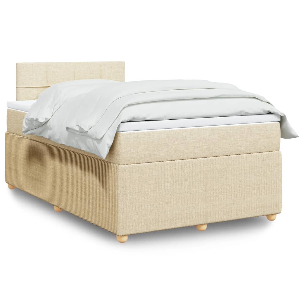 Boxspring met matras stof crèmekleurig 120x190 cm is nu te koop bij PeponiXL, paradijselijk wonen!