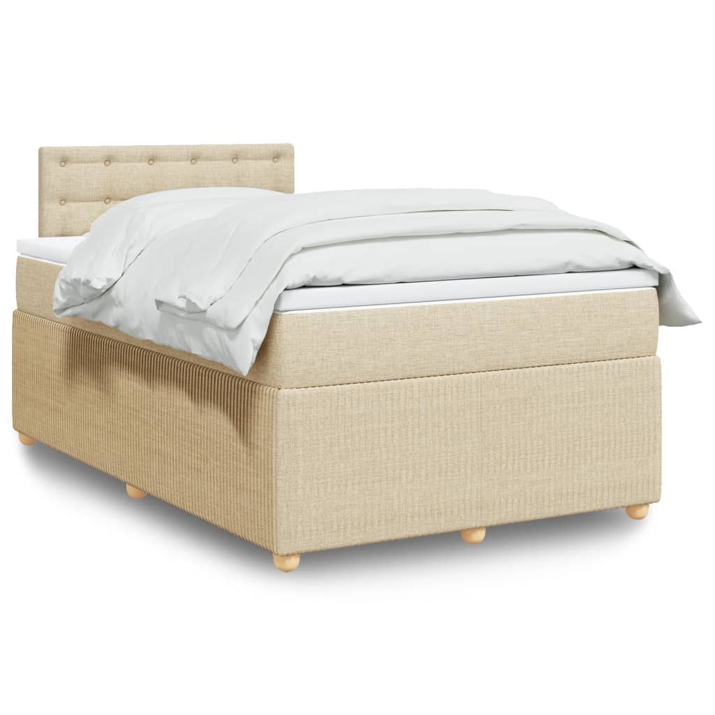 Boxspring met matras stof crèmekleurig 120x200 cm is nu te koop bij PeponiXL, paradijselijk wonen!