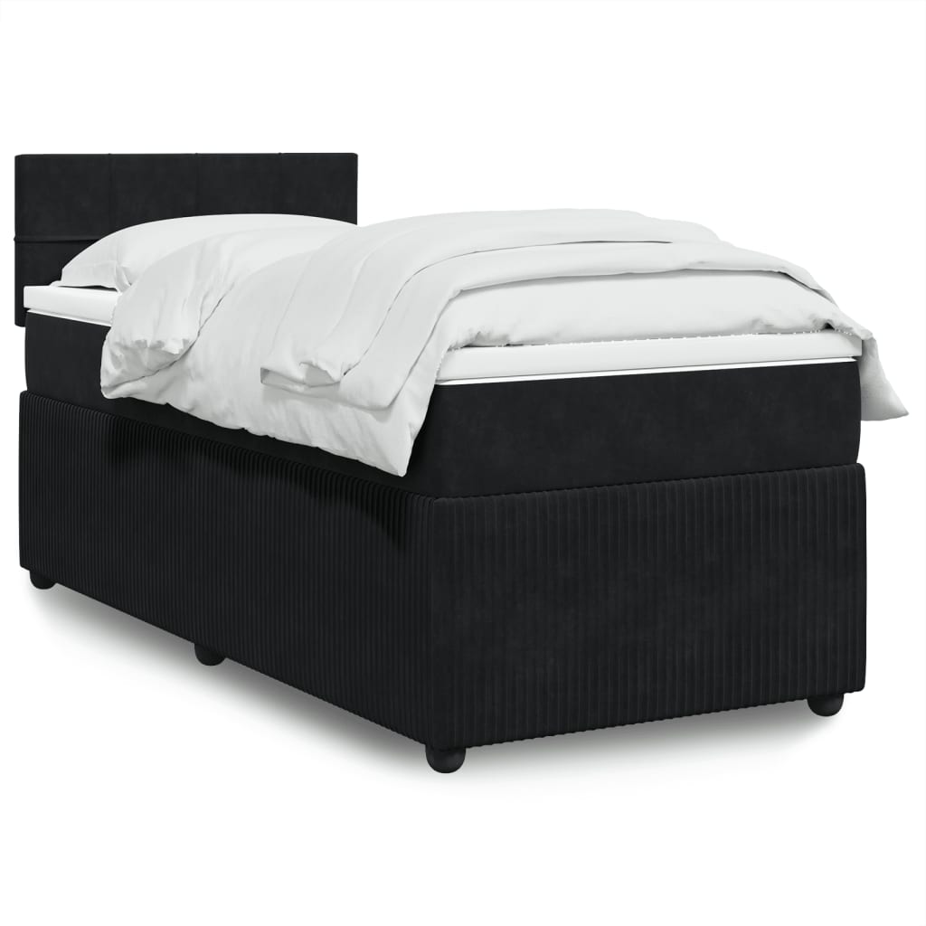 Boxspring met matras fluweel zwart 90x190 cm is nu te koop bij PeponiXL, paradijselijk wonen!