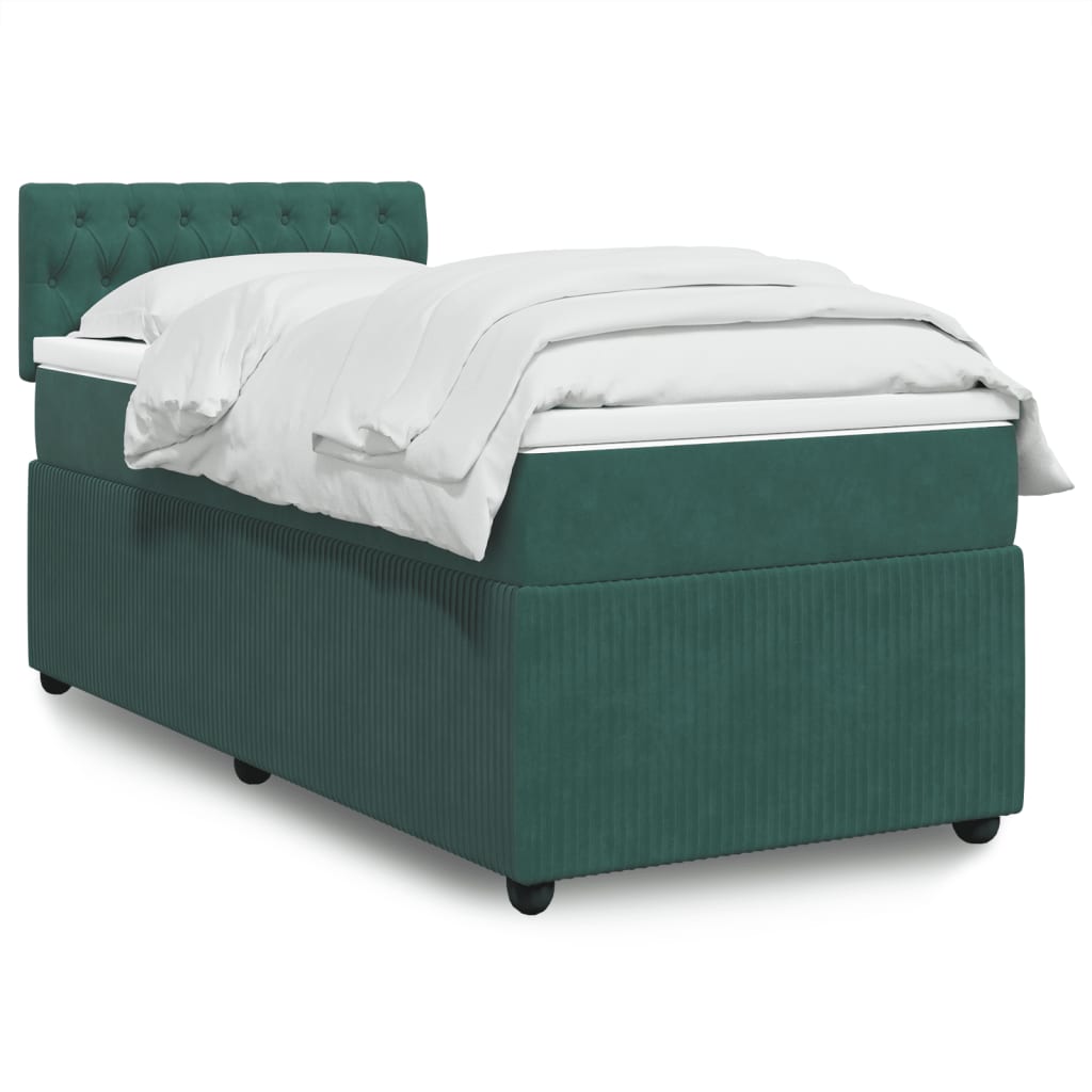 Boxspring met matras fluweel donkergroen 90x200 cm is nu te koop bij PeponiXL, paradijselijk wonen!