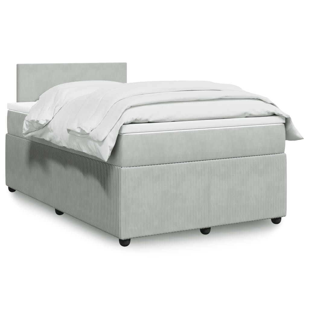 Boxspring met matras fluweel lichtgrijs 120x190 cm is nu te koop bij PeponiXL, paradijselijk wonen!