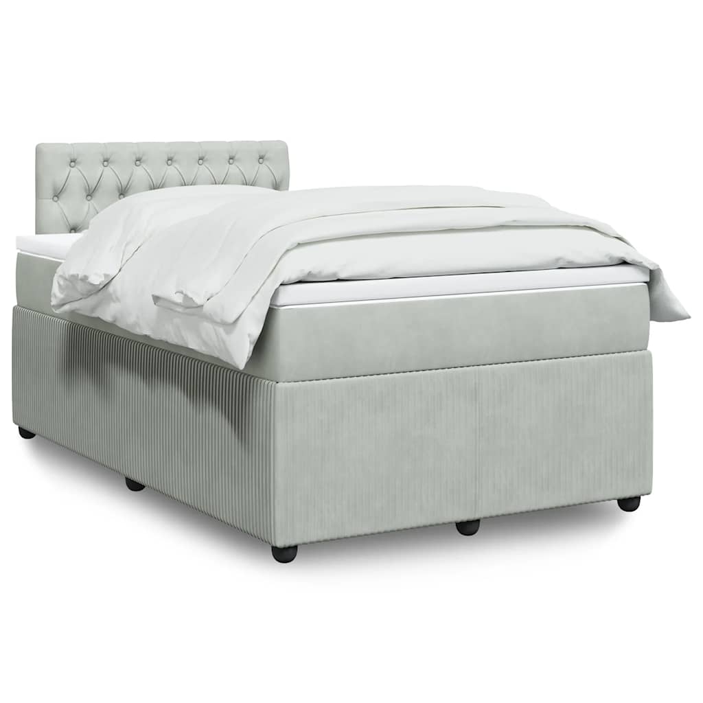 Boxspring met matras fluweel lichtgrijs 120x200 cm is nu te koop bij PeponiXL, paradijselijk wonen!