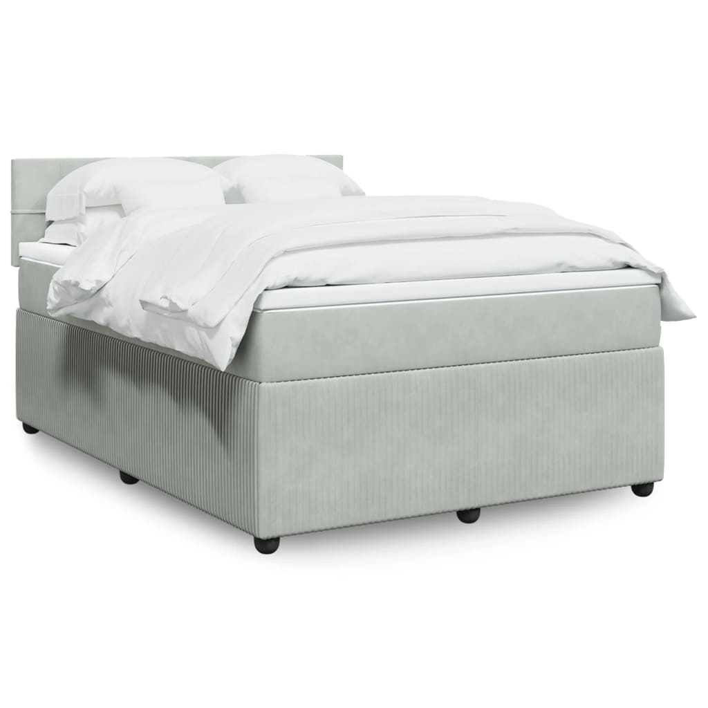 Boxspring met matras fluweel lichtgrijs 140x190 cm is nu te koop bij PeponiXL, paradijselijk wonen!