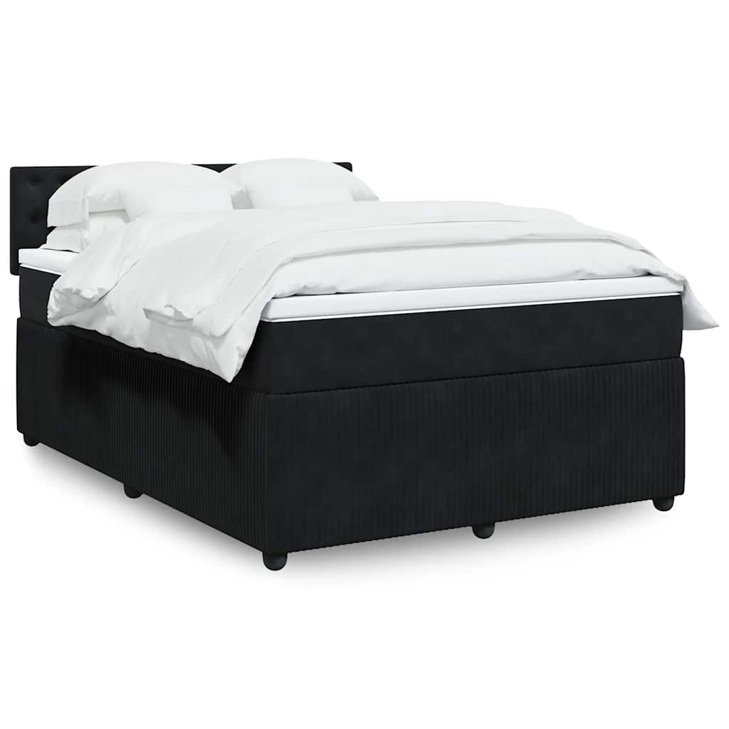 Boxspring met matras fluweel zwart 140x190 cm is nu te koop bij PeponiXL, paradijselijk wonen!