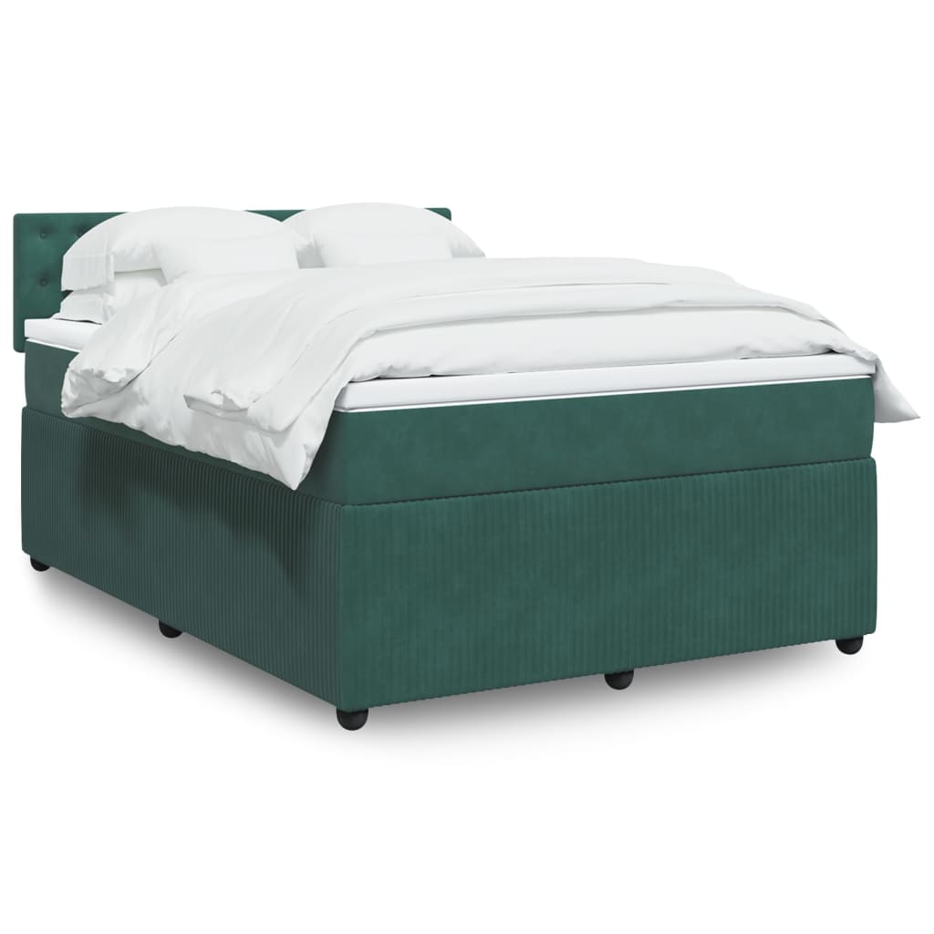 Boxspring met matras fluweel donkergroen 140x190 cm is nu te koop bij PeponiXL, paradijselijk wonen!