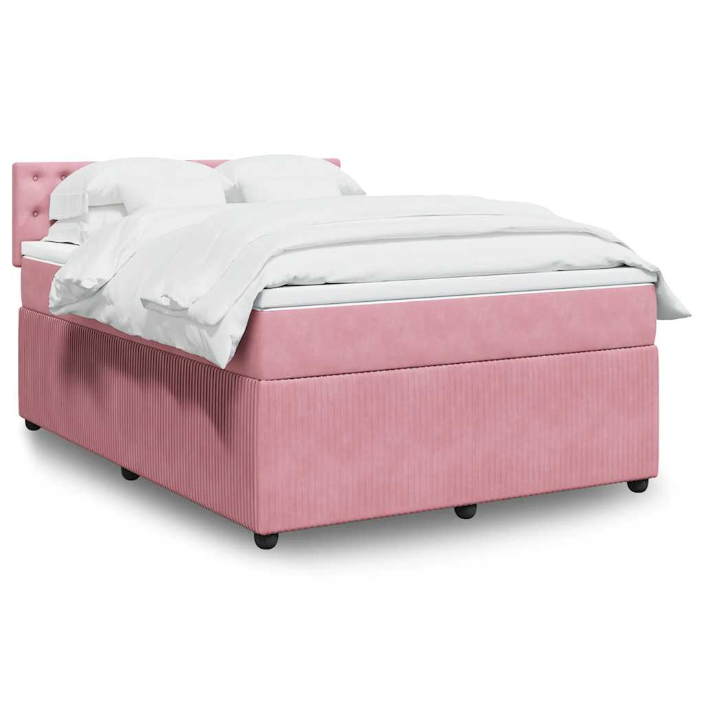 Boxspring met matras fluweel roze 140x190 cm is nu te koop bij PeponiXL, paradijselijk wonen!